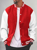Casual Varsity Baseball Jacket Jackets coofandy Red S