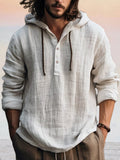 Cozy Cotton Linen Hoodie Hoodies coofandy White S
