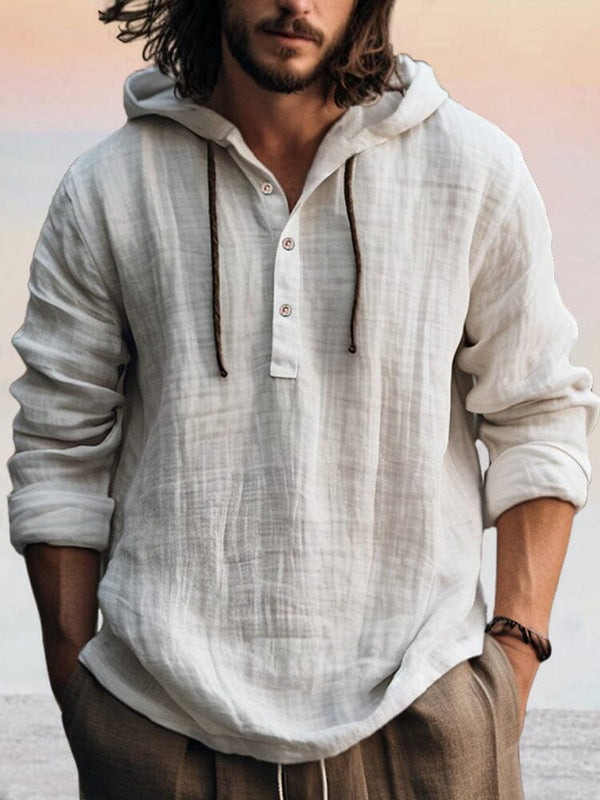 Cozy Cotton Linen Hoodie Hoodies coofandy White S