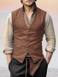 Vintage V-neck Vest Vest coofandy Brown S
