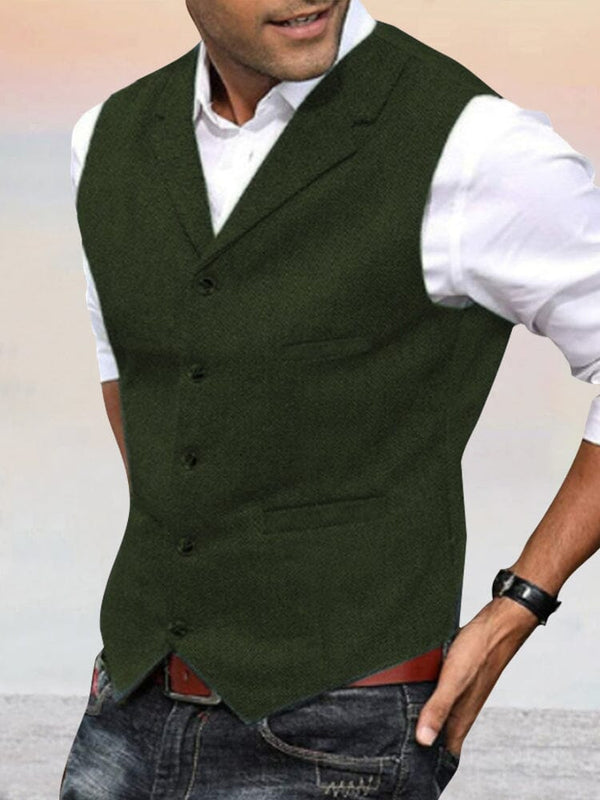 Herringbone Tweed Suit Vest Vest coofandy Army Green S