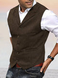 Herringbone Tweed Suit Vest Vest coofandy Dark Brown XS