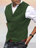 Herringbone Tweed Suit Vest Vest coofandy Green XS