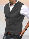 Herringbone Tweed Suit Vest Vest coofandy Dark Grey S