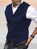 Herringbone Tweed Suit Vest Vest coofandy Navy Blue S