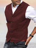 Herringbone Tweed Suit Vest Vest coofandy Wine Red S