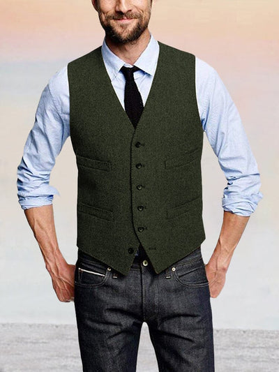Classic Retro Tweed Vest Vest coofandy Army Green XS 