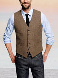 Classic Retro Tweed Vest Vest coofandy Brown S