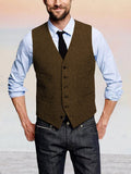 Classic Retro Tweed Vest Vest coofandy Coffee XS