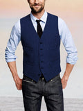 Classic Retro Tweed Vest Vest coofandy Royal Blue XS