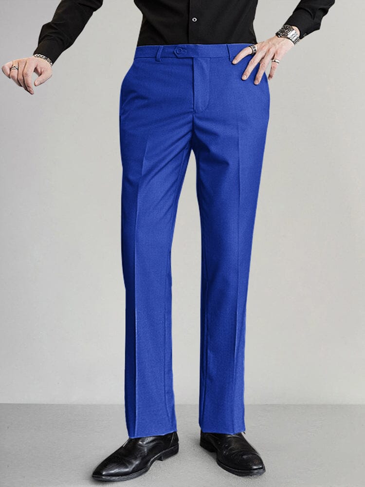 Classic Fit Flat-front Pants Pants coofandy Royal Blue S 