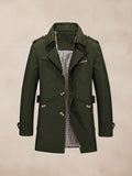 Classic Leisure Trench Coat Coat coofandy Army Green M
