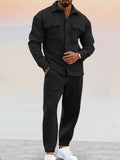 Athleisure 2-Piece Suede Set Sports Set coofandy Black S