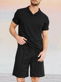Waffle 2-Piece Athleisure Outfits Sets coofandystore Black S