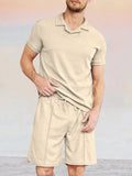Waffle 2-Piece Athleisure Outfits Sets coofandystore Khaki S
