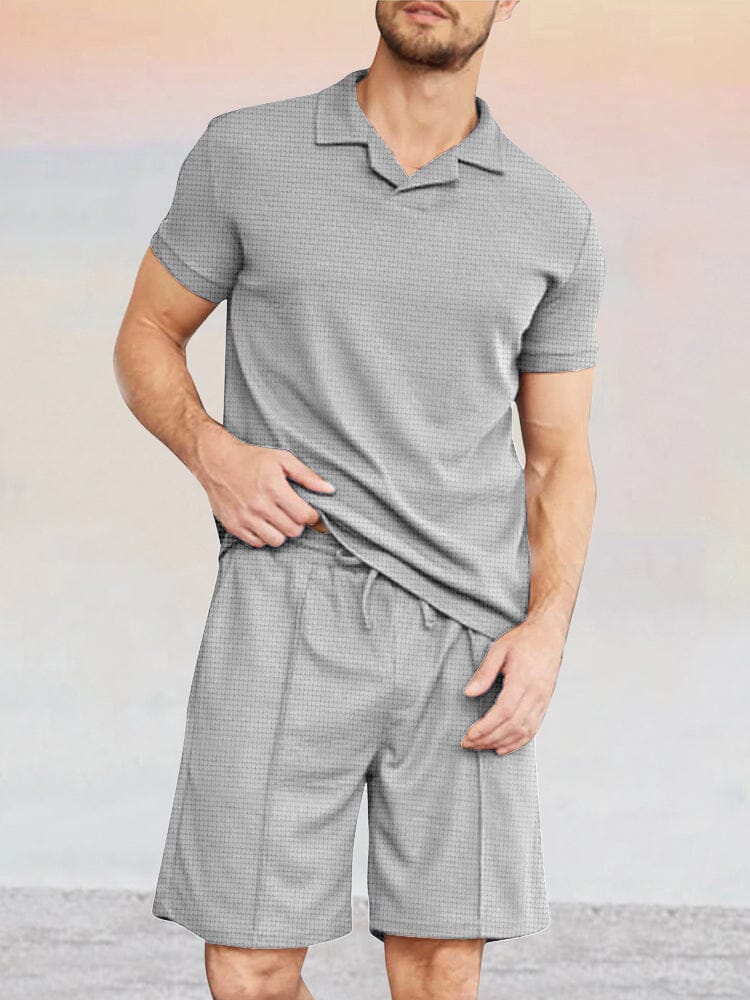 Waffle 2-Piece Athleisure Outfits Sets coofandystore Grey S 