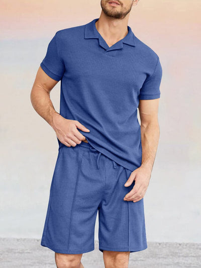 Waffle 2-Piece Athleisure Outfits Sets coofandystore Blue S 