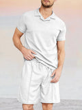 Waffle 2-Piece Athleisure Outfits Sets coofandystore White S