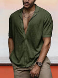 Breathable Button Down Knit Shirt Shirts & Polos coofandy Army Green S
