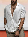 Breathable Button Down Knit Shirt Shirts & Polos coofandy White S