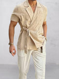 Stylish Slant Placket Tied Shirt Shirts coofandy