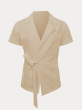 Stylish Slant Placket Tied Shirt Shirts coofandy