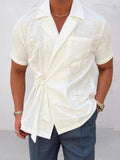 Stylish Slant Placket Tied Shirt Shirts coofandy White M
