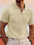 Simple Breathable Lapel Waffle Shirt Shirts coofandy Khaki S