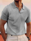 Simple Breathable Lapel Waffle Shirt Shirts coofandy Grey S