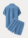 Casual Corduroy Shirt Shorts Set Sets coofandy