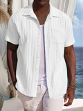 Casual Striped Textured Shirt Shirts coofandy White M