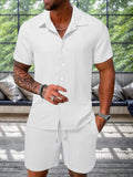 Leisure Textured Shirt Set Sets coofandy White S