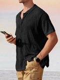 Breathable Knit Hollow Out Shirt Shirts coofandy Black S