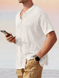Breathable Knit Hollow Out Shirt Shirts coofandy White S