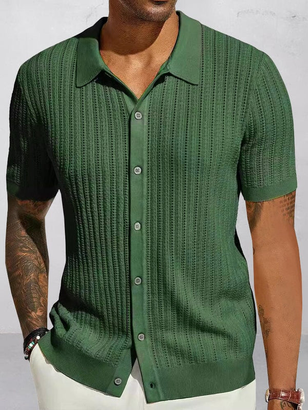 Stylish Breathable Hollow Knit Shirt Shirts coofandy Army Green S