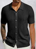 Stylish Breathable Hollow Knit Shirt Shirts coofandy Black S