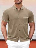 Classic Stretch Knit Shirt Shirts coofandy Khaki M