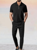 Athleisure Waffle 2-Piece Set Sets coofandy Black M