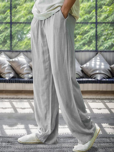 Leisure Cotton Linen Drawstring Pants Pants coofandy Grey S 