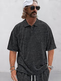 Stylish Leisure Tie Dye Top Polos coofandy Black M