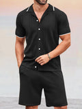 Casual Business Knit Polo Sets Sets coofandy Black M