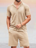 Casual Business Knit Polo Sets Sets coofandy Khaki M