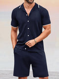Casual Business Knit Polo Sets Sets coofandy Navy Blue M
