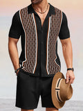 Stylish Jacquard Knit Sets Sets coofandy Black M