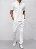 Casual Waffle 2-Piece Outfits Sets coofandy White M