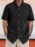 Casual 100% Cotton Stand Collar Shirt Shirts coofandy Black S