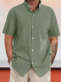 Casual 100% Cotton Stand Collar Shirt Shirts coofandy Green S