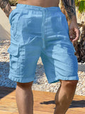 Versatile Cargo Cotton Shorts Shorts coofandy Clear Blue S