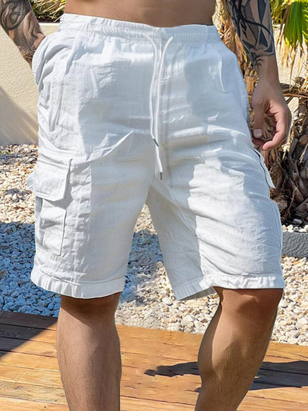 Versatile Cargo Cotton Shorts Shorts coofandy White S