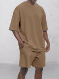 Essentials Cotton Two-Piece Set Sets coofandy Brown S